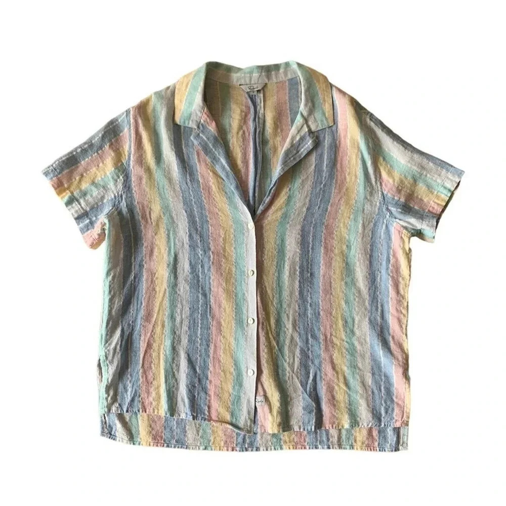 Rails Zuma Shirt Small Jubilee Stripe Pastel Metallic Button Down Short Sleeve - Picture 3 of 9
